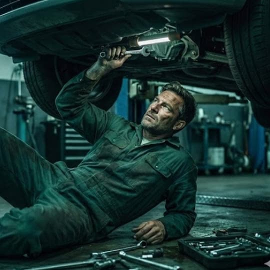 Mechanic working on a car